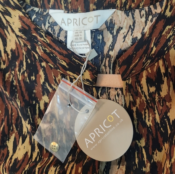 Apricot Texture Print Zip Midi Dress Size 10 - Picture 4 of 9